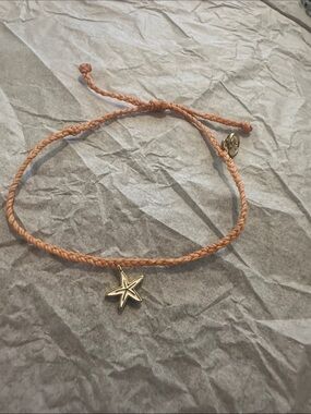 NWOT Pura Vida Starfish Charm Braided Cord Bracelet in Coral
